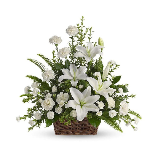 Peaceful White Lilies Basket
